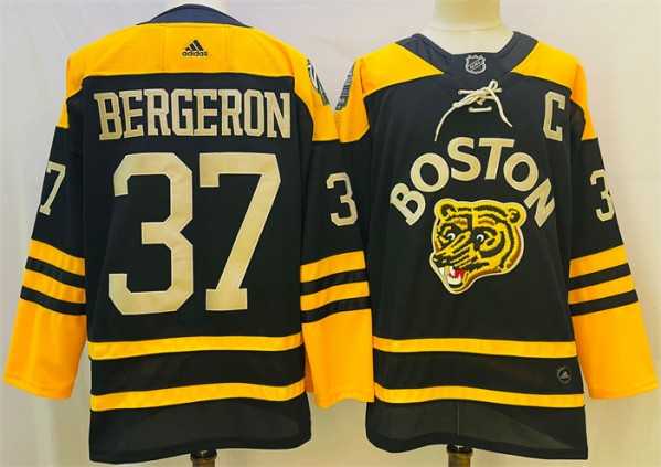 Mens Boston Bruins #37 Patrice Bergeron Black Classic Primegreen Stitched Jersey